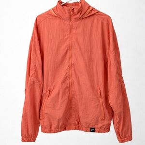 Pull&Bear Jacket Mens S Coral Hooded Windbreaker Full Zip Pockets Lightweight